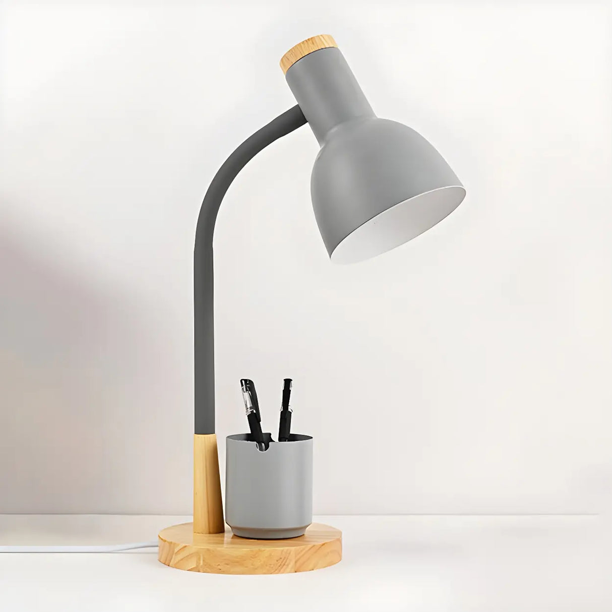 Modern Metal Desk Lamp with Cup Holder Green Image - 7