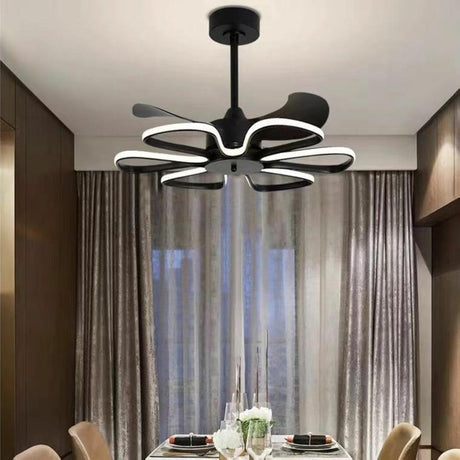 Modern Metal Flower Shape Linear LED Ceiling Fan Light Image - 1