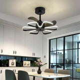 Modern Metal Flower Shape Linear LED Ceiling Fan Light Image - 6