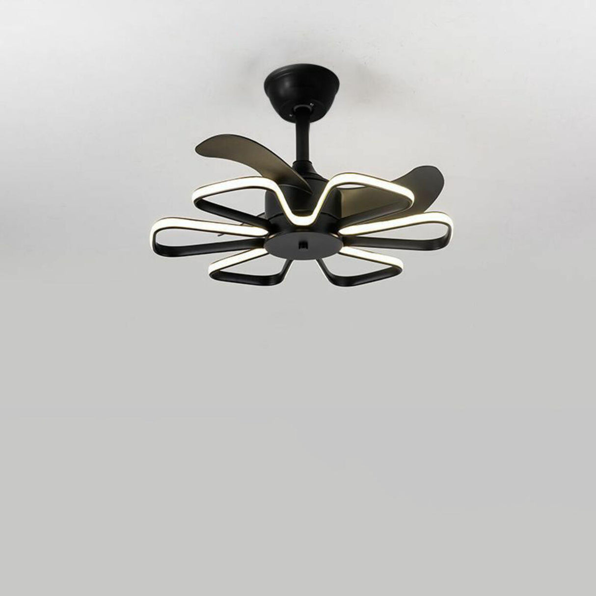 Modern Metal Flower Shape Linear LED Ceiling Fan Light Image - 9