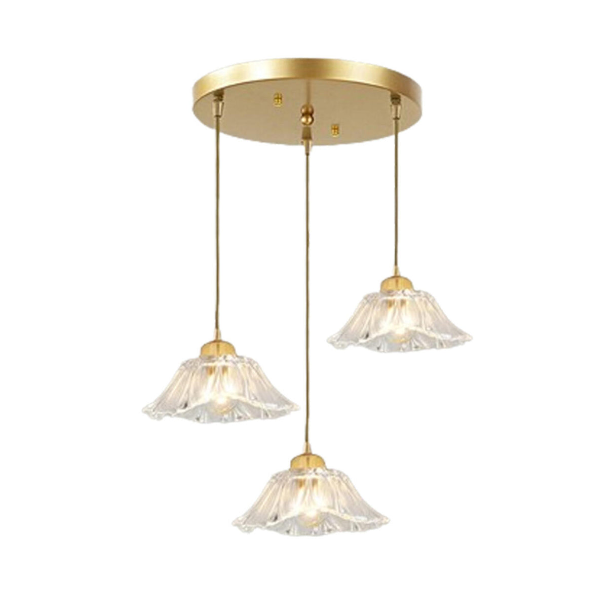 Modern Metal Flower Triple Clear Glass Pendant Light Image - 10