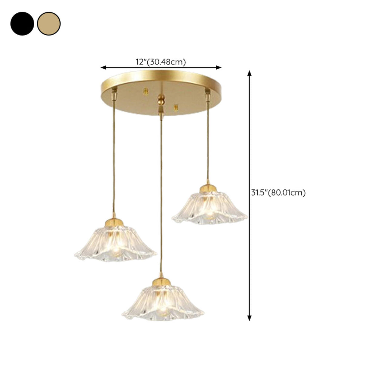 Modern Metal Flower Triple Clear Glass Pendant Light Image - 14