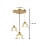 Modern Metal Flower Triple Clear Glass Pendant Light Image - 16