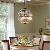 Modern Metal Frame Round Crystal Globe Chandelier Image - 1