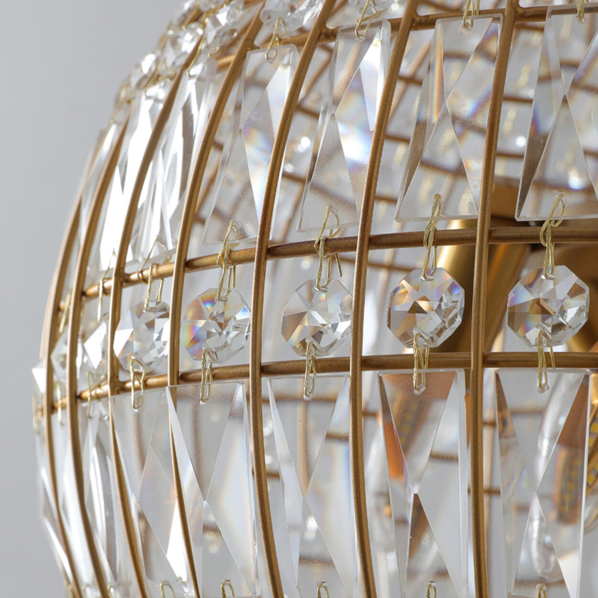 Modern Metal Frame Round Crystal Globe Chandelier Image - 14