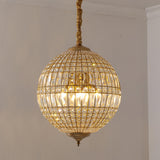 Modern Metal Frame Round Crystal Globe Chandelier Image - 15