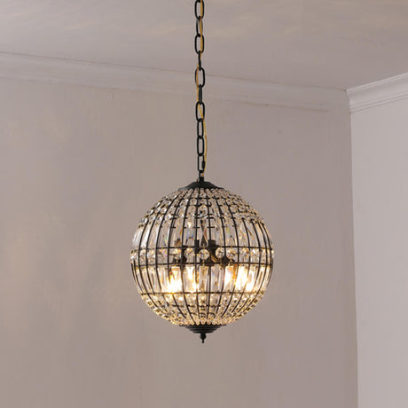 Modern Metal Frame Round Crystal Globe Chandelier Image - 2