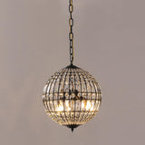 Modern Metal Frame Round Crystal Globe Chandelier Image - 3