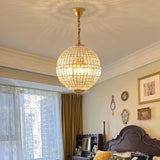 Modern Metal Frame Round Crystal Globe Chandelier Image - 6