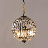 Modern Metal Frame Round Crystal Globe Chandelier Image - 7