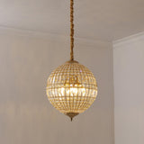 Modern Metal Frame Round Crystal Globe Chandelier Image - 9