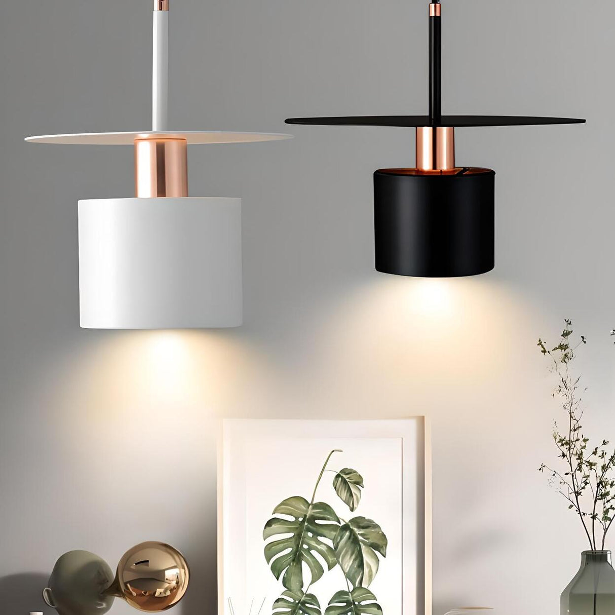 Modern Metal Geometric Pendant Light Adjustable Height Image - 2