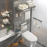 Modern Metal Mounting Hardware Bathroom Set with Shelves Image - 1