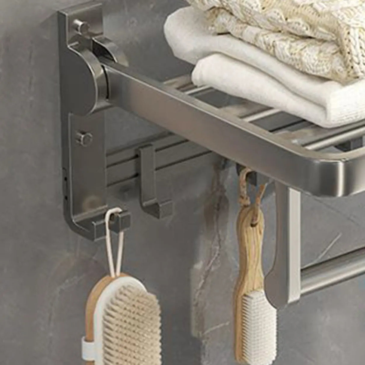 Modern Metal Mounting Hardware Bathroom Set with Shelves Image - 16