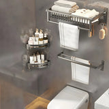 Modern Metal Mounting Hardware Bathroom Set with Shelves Image - 25