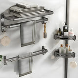 Modern Metal Mounting Hardware Bathroom Set with Shelves Image - 3