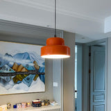 Modern Metal Orange Cylinder Entryway Pendant Light Image - 1