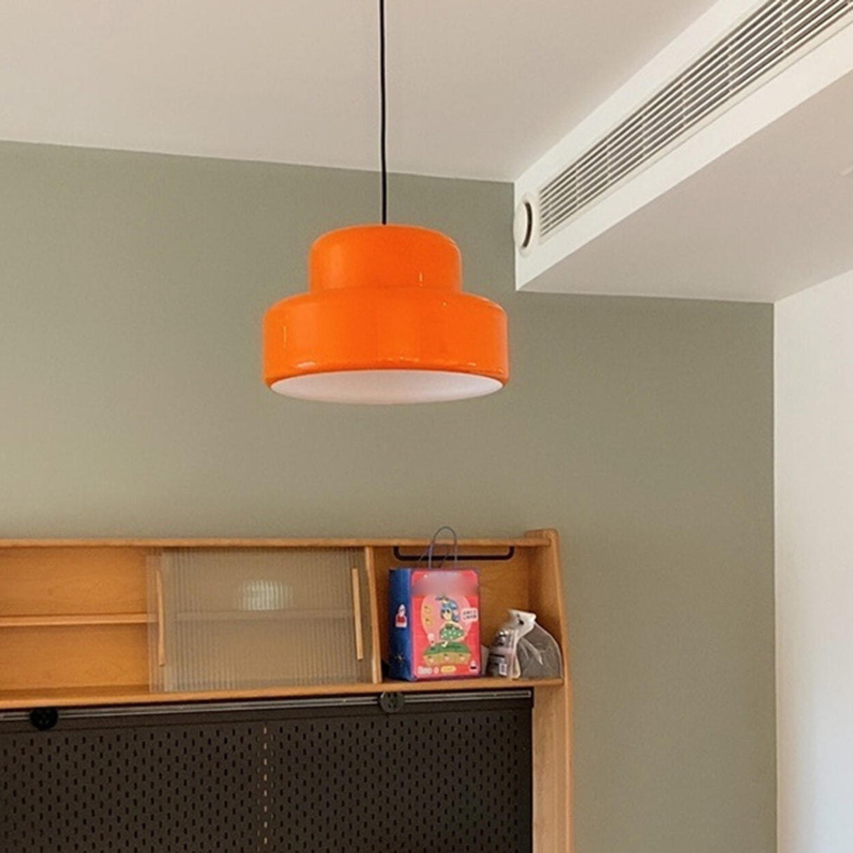 Modern Metal Orange Cylinder Entryway Pendant Light Image - 10