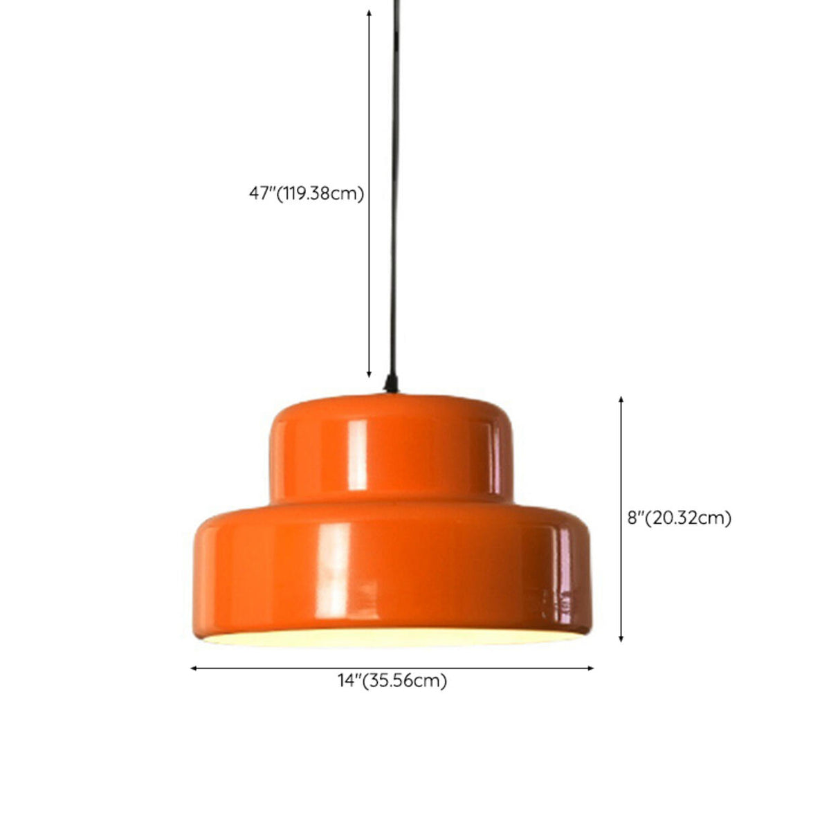 Modern Metal Orange Cylinder Entryway Pendant Light 