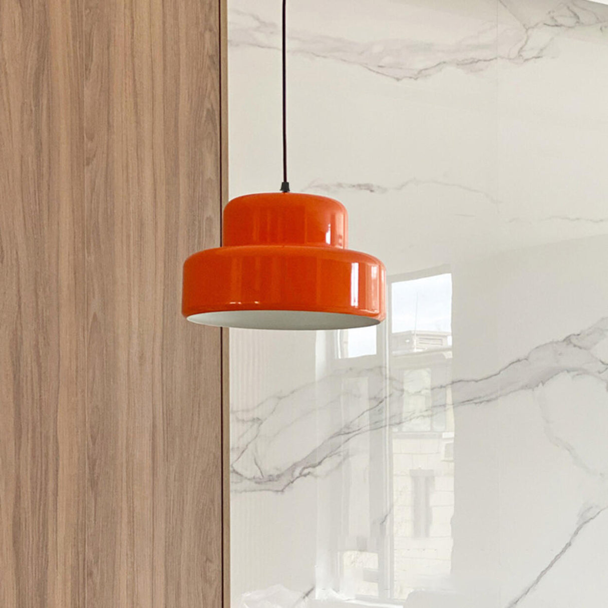 Modern Metal Orange Cylinder Entryway Pendant Light Image - 2