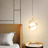 Modern Metal Orb White Globe Ceiling Pendant Light Image - 1