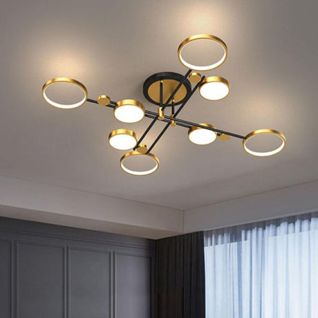 Modern Metal Round Ring Semi-Flush Mount Ceiling Light Image - 1