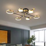 Modern Metal Round Ring Semi-Flush Mount Ceiling Light Image - 2