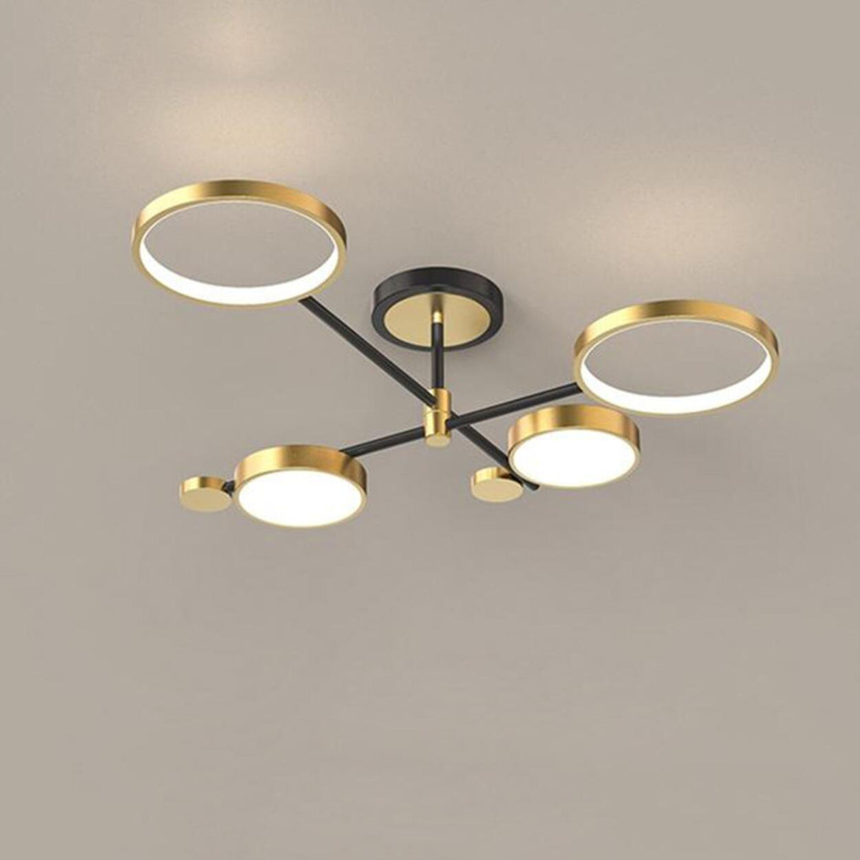 Modern Metal Round Ring Semi-Flush Mount Ceiling Light Image - 3