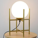 Modern Metal Tripod Glass Ball Moon Bedside Table Lamp Image - 10