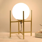 Modern Metal Tripod Glass Ball Moon Bedside Table Lamp Image - 3