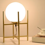 Modern Metal Tripod Glass Ball Moon Bedside Table Lamp Image - 5