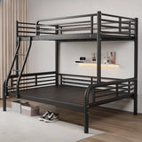 Modern Metal White Bunk Bed with Stairs and Guardrail Image - 11