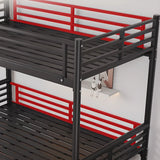 Modern Metal White Bunk Bed with Stairs and Guardrail Image - 12