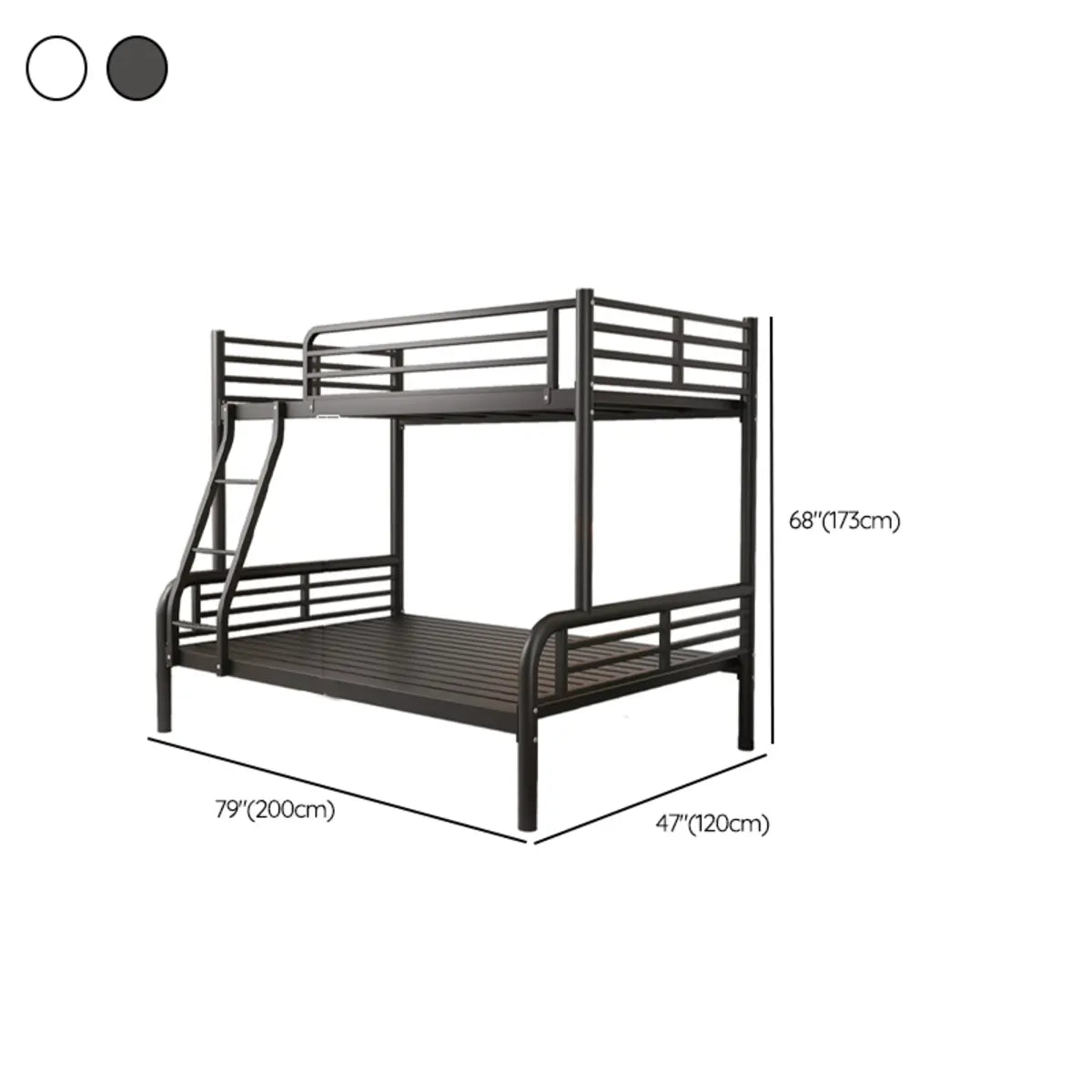 Modern Metal White Bunk Bed with Stairs and Guardrail 