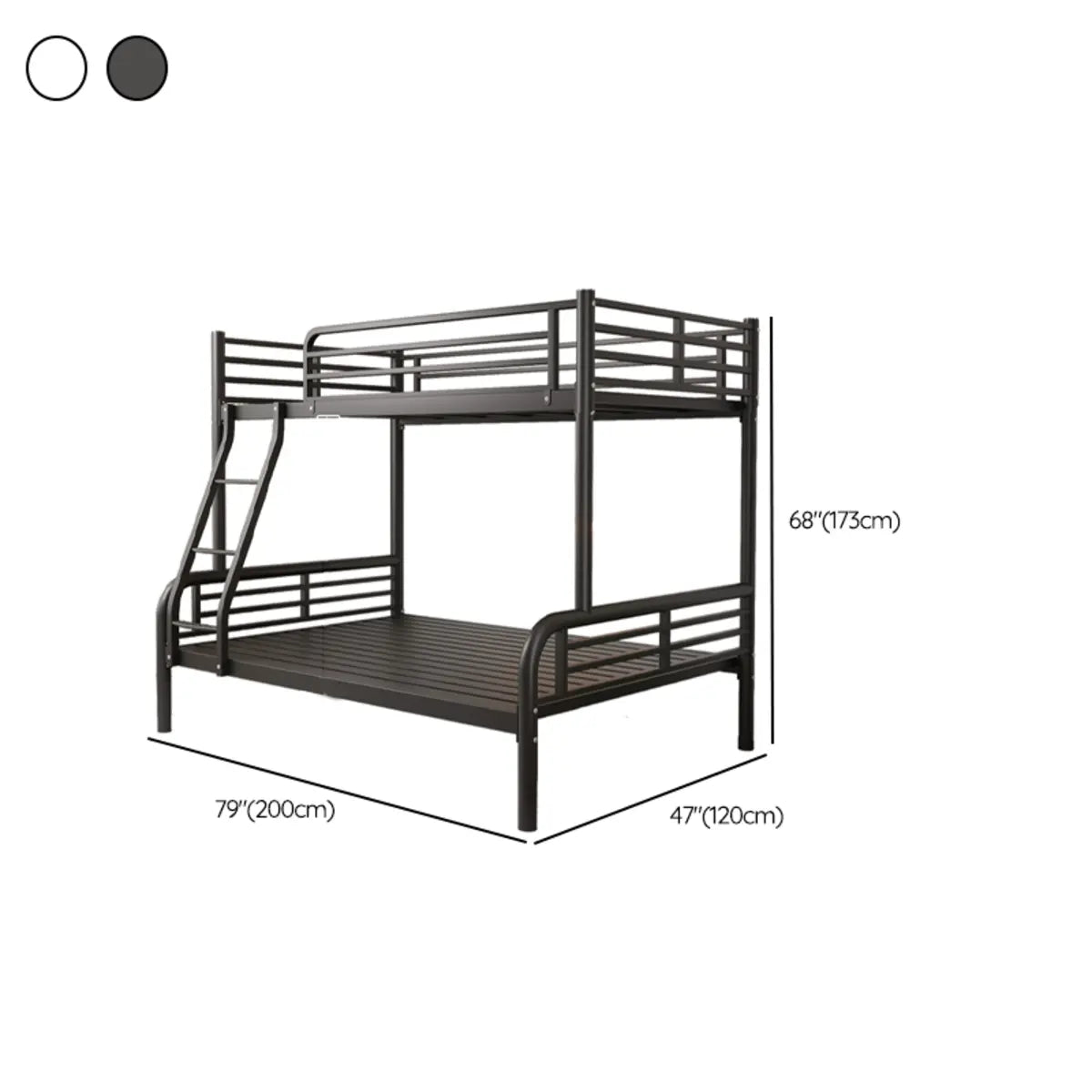 Modern Metal White Bunk Bed with Stairs and Guardrail Image - 15