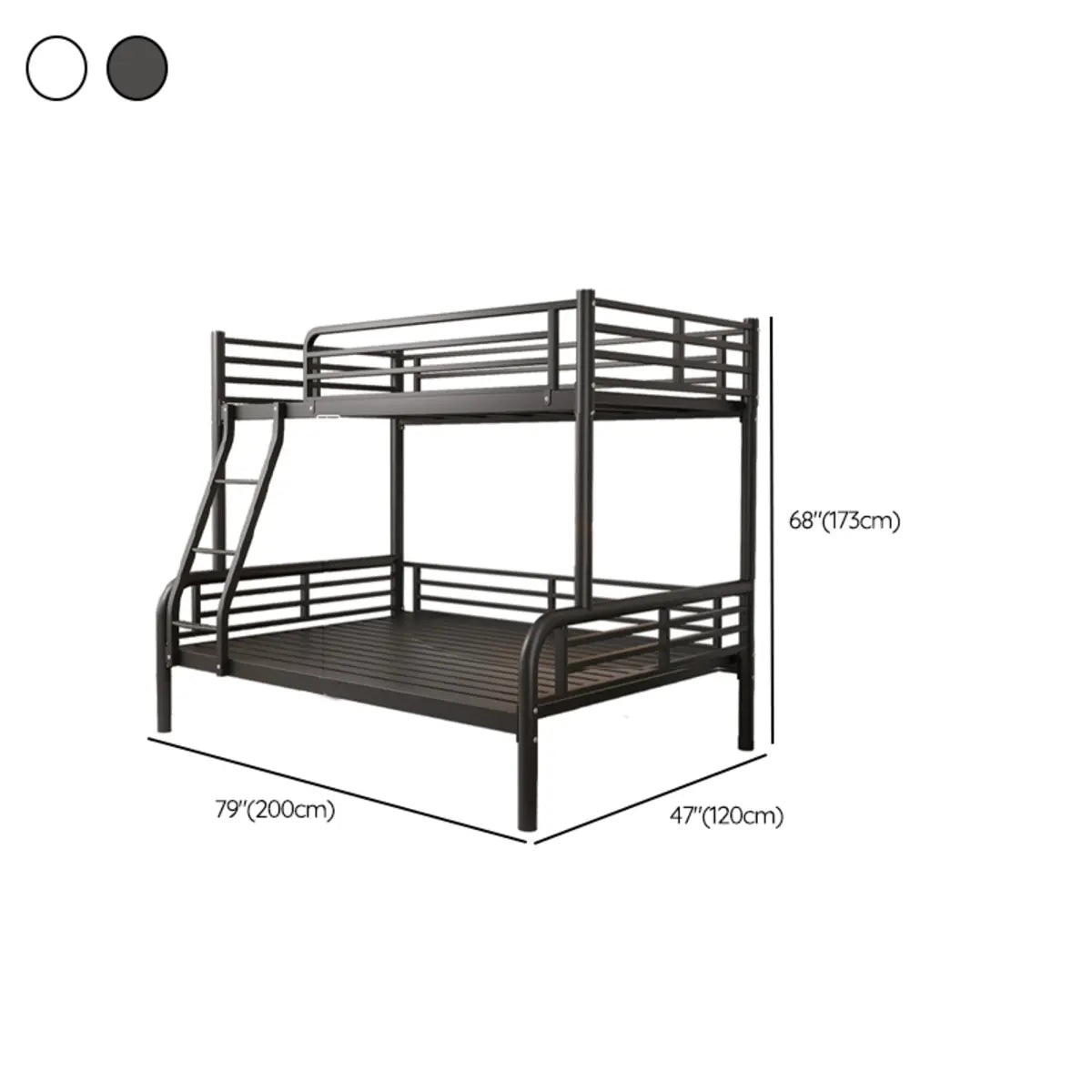 Modern Metal White Bunk Bed with Stairs and Guardrail Image - 16