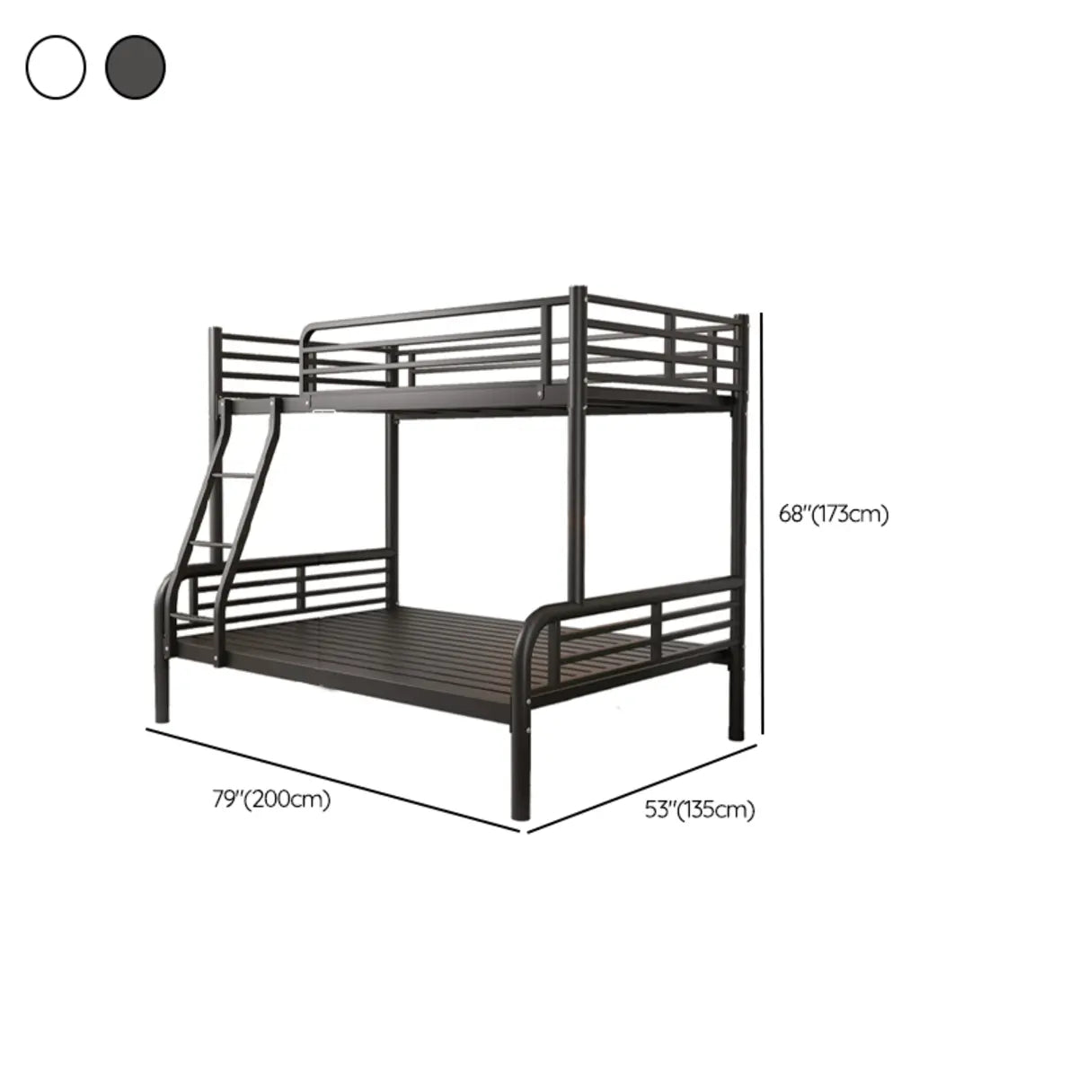 Modern Metal White Bunk Bed with Stairs and Guardrail Image - 18