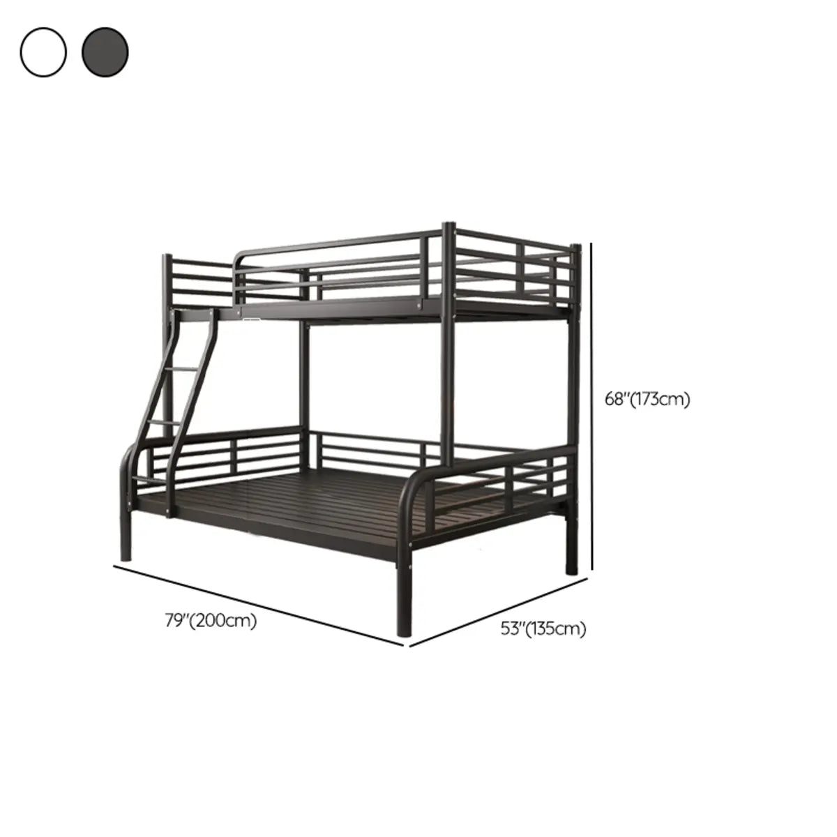 Modern Metal White Bunk Bed with Stairs and Guardrail Image - 19