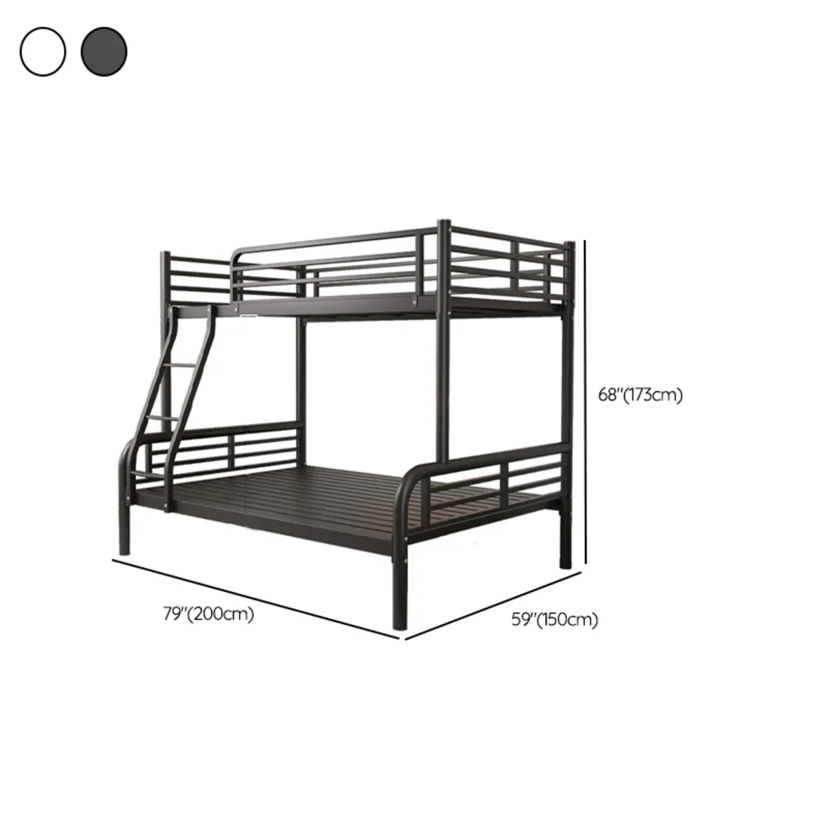 Modern Metal White Bunk Bed with Stairs and Guardrail Image - 21