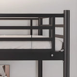 Modern Metal White Bunk Bed with Stairs and Guardrail Image - 6