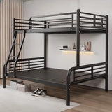 Modern Metal White Bunk Bed with Stairs and Guardrail Image - 7