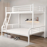 Modern Metal White Bunk Bed with Stairs and Guardrail Image - 9