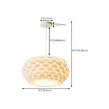 Modern Metal White Flakes Drum Bedroom Pendant Light #size