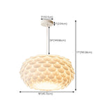 Modern Metal White Flakes Drum Bedroom Pendant Light Image - 12