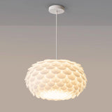 Modern Metal White Flakes Drum Bedroom Pendant Light Image - 6