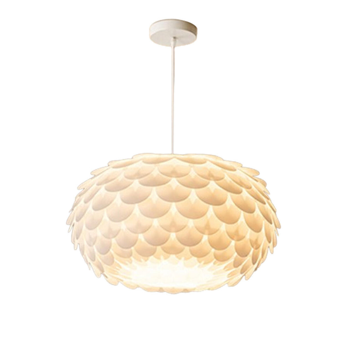 Modern Metal White Flakes Drum Bedroom Pendant Light Image - 8