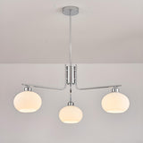 Modern Milk Glass Drum Chrome Chandelier Adjustable Height Image - 12