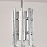 Modern Milk Glass Drum Chrome Chandelier Adjustable Height Image - 18