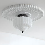 Modern Milky Yellow Drum Flush Mount Ceiling Light Image - 12