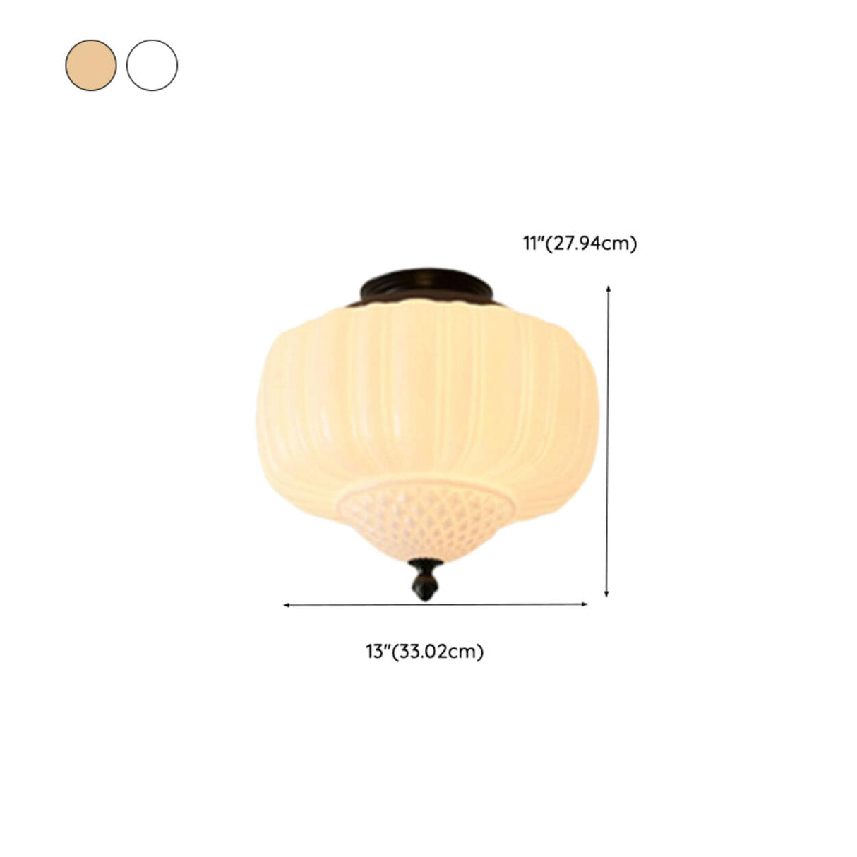 Modern Milky Yellow Drum Flush Mount Ceiling Light 